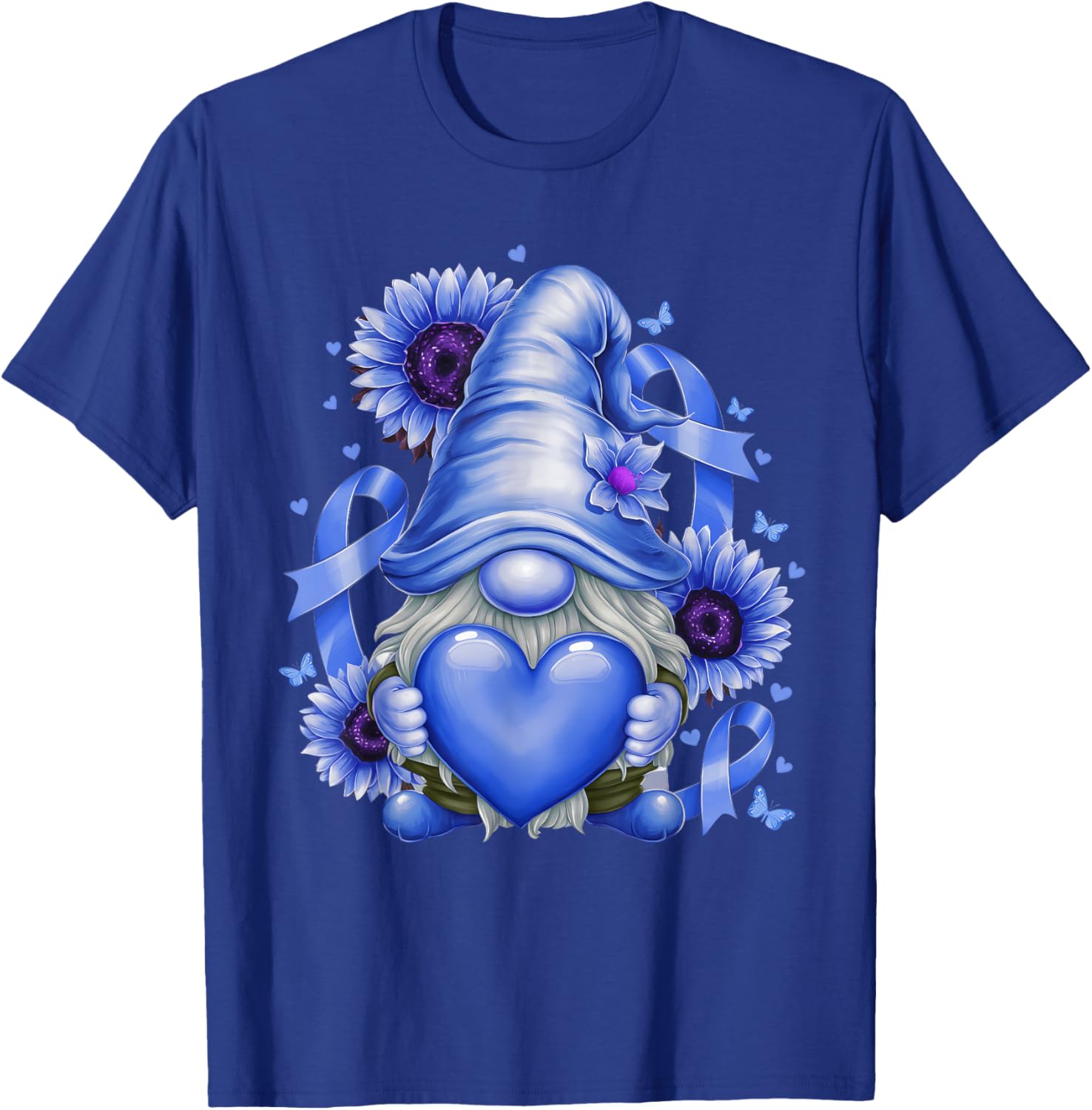 Gnome Diabetic November Diabetes Month Ribbon Blue Awareness T-Shirt - T-Shirt | Royal