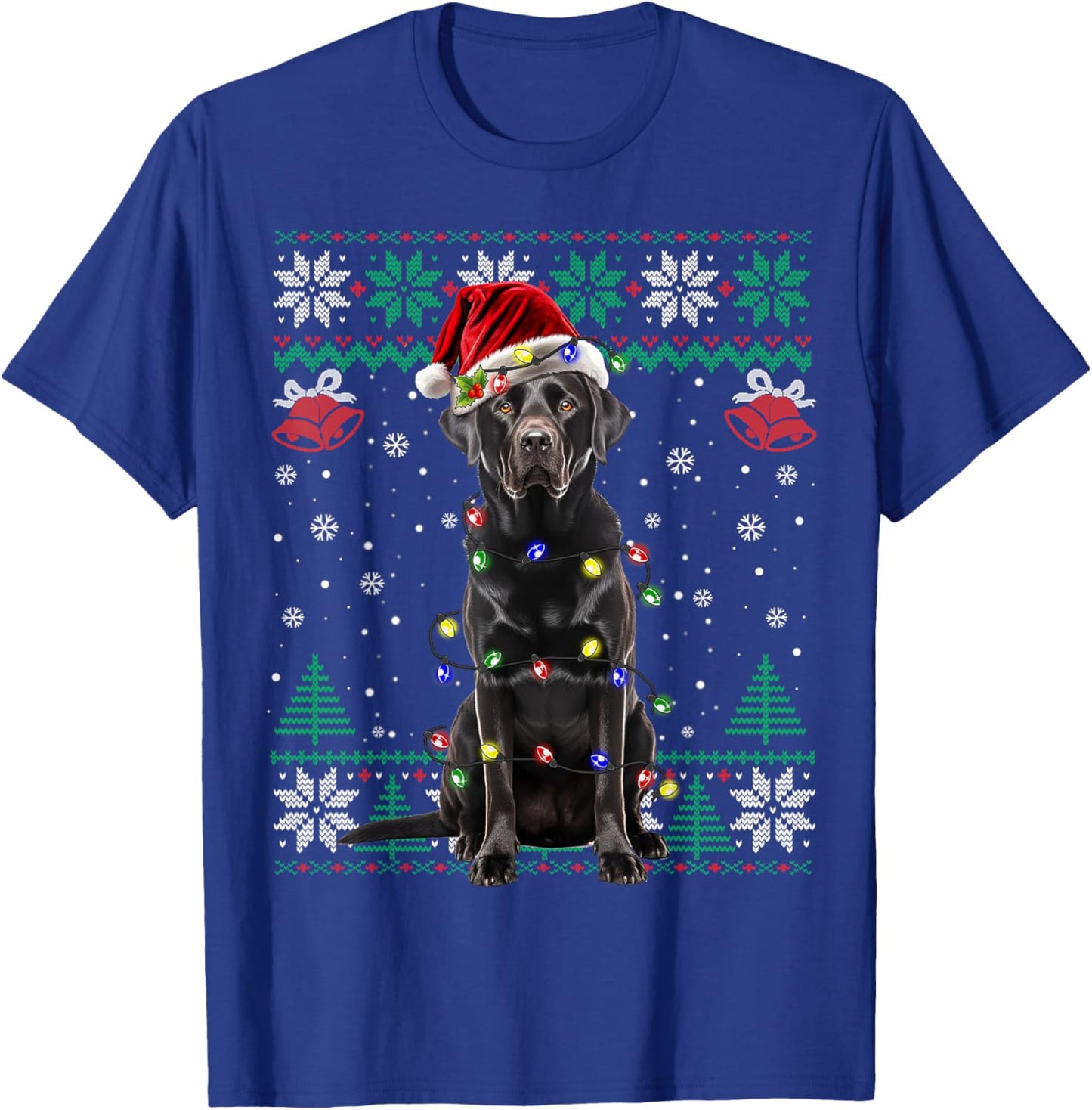 Black Lab Labrador Christmas Santa Hat Dog Ugly Sweater Women Kids T-Shirt - T-Shirt | Royal