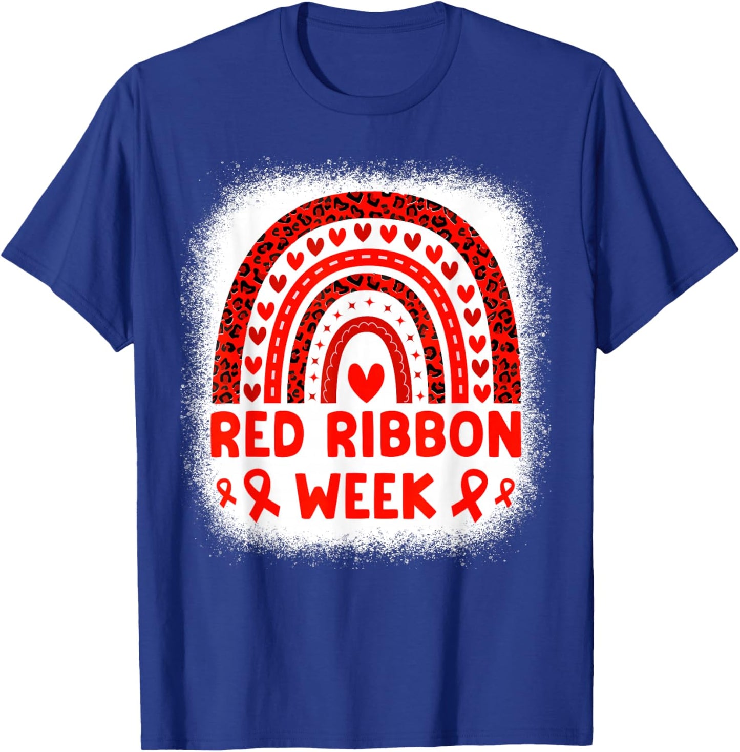 Red Ribbon Week Awareness Rainbow Men Women Kids Red Ribbon T-Shirt - T-Shirt | Royal