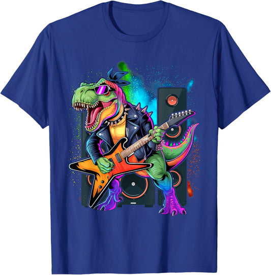 Funny Dinosaur, Rock'n Roll Goth Dino, Guitar Band T-Shirt - T-Shirt | Royal