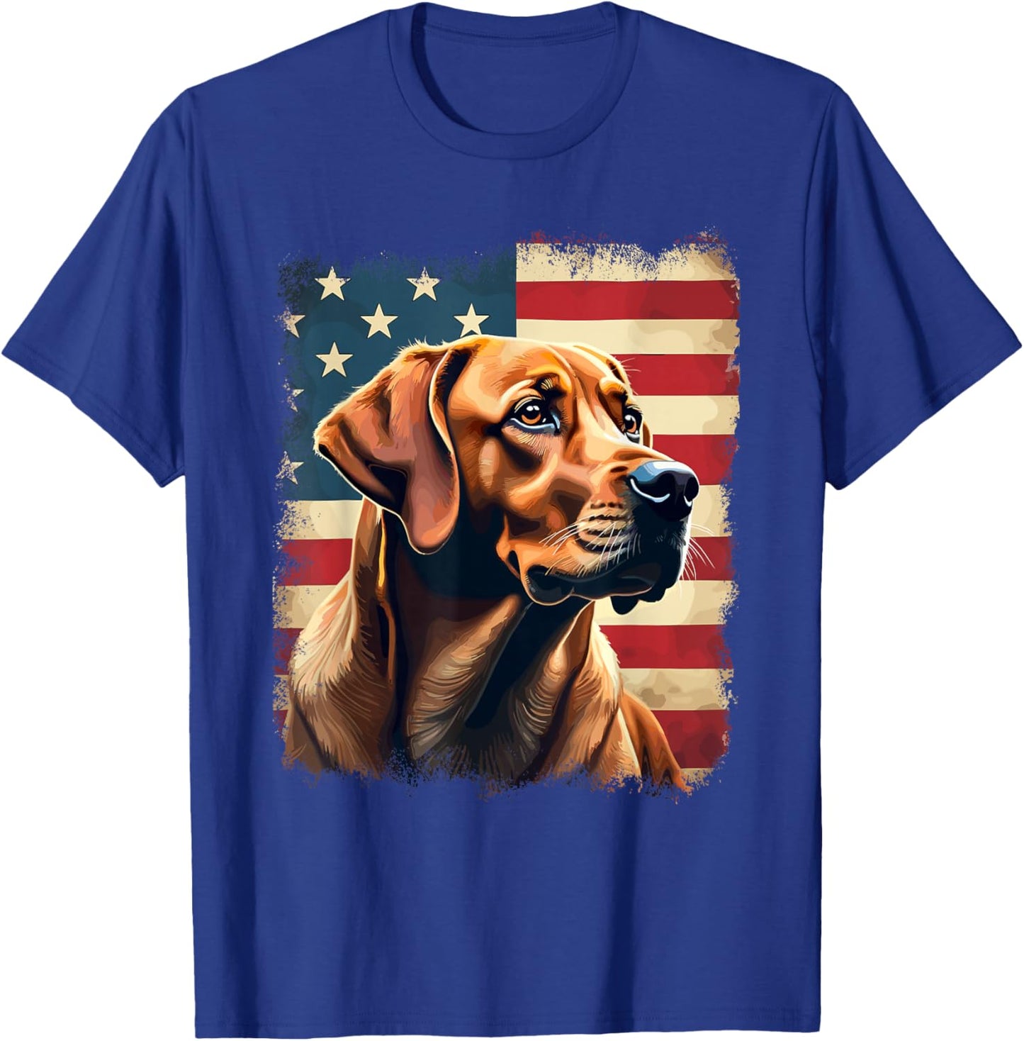 Labrador Retriever | Fox Red Labrador & American Flag T-Shirt - T-Shirt | Royal