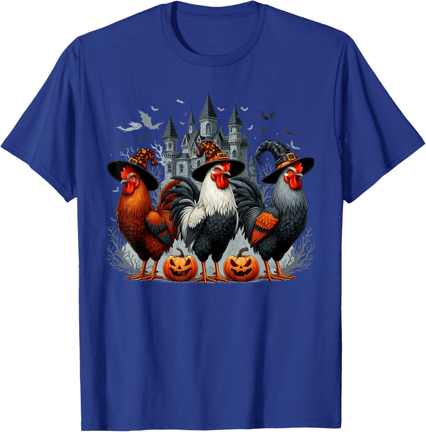 Retro House Chicken Witch Halloween Spooky Autumn Fall T-Shirt - T-Shirt | Royal