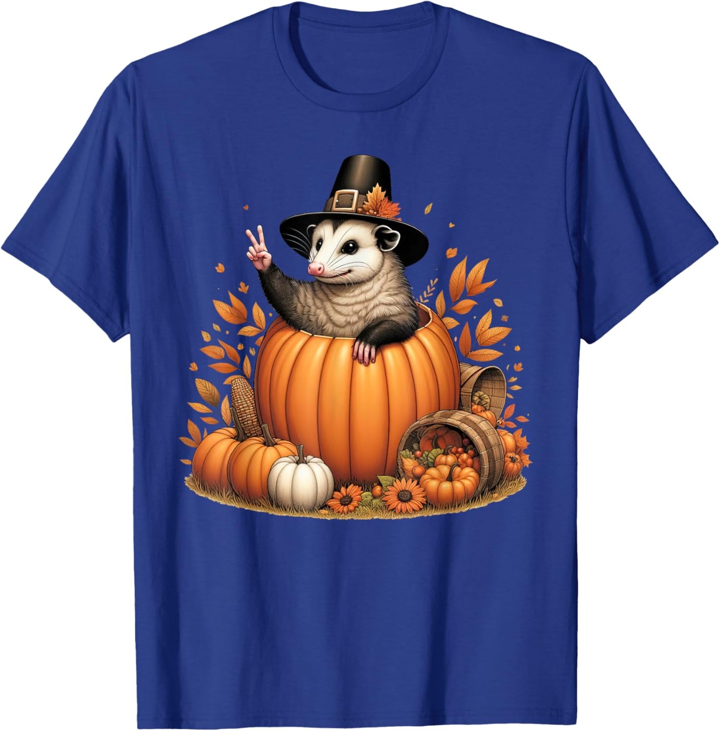 Autumn Pumpkin Fall Possum Thanksgiving Kids T-Shirt - T-Shirt | Royal