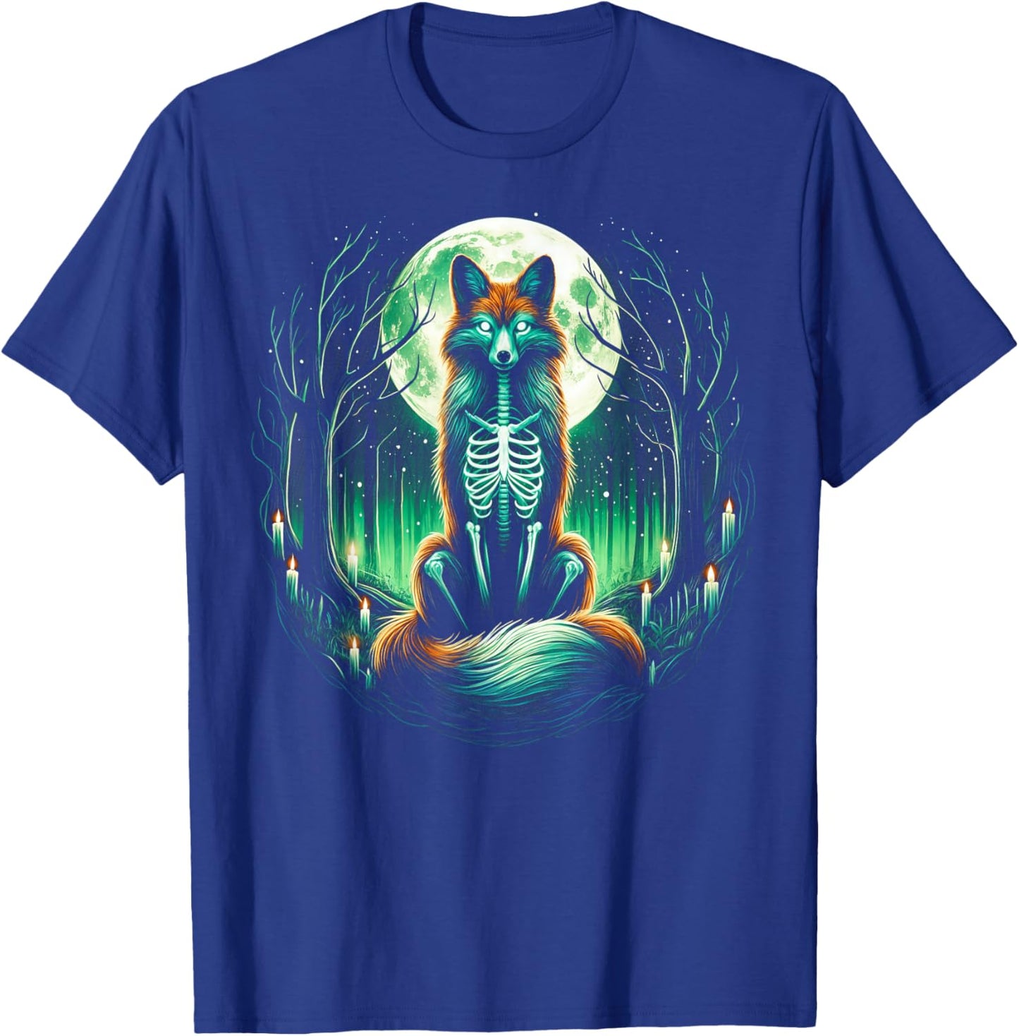 Cool Fox Skeleton Halloween Christmas Birthday T-Shirt - T-Shirt | Royal
