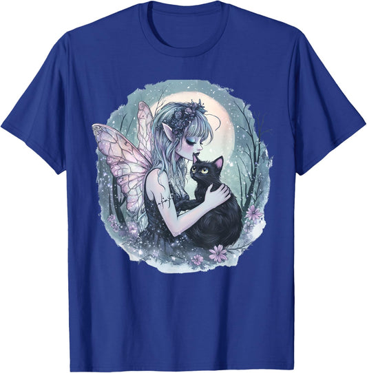 Forest Fairy Grunge Enchanting Gothic Cat Mystical Moon Women Kids T-Shirt - T-Shirt | Royal