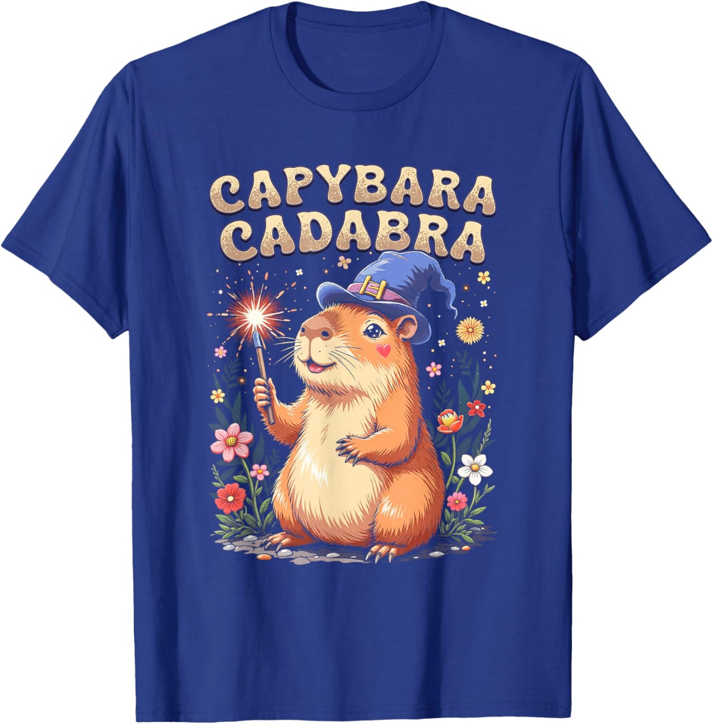 Capybara Cadabra Cute Wizard Capybara Funny T-Shirt - T-Shirt | Royal