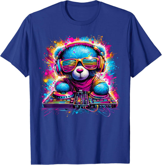 DJ Music Colorful Teddy Bear T-Shirt - T-Shirt | Royal