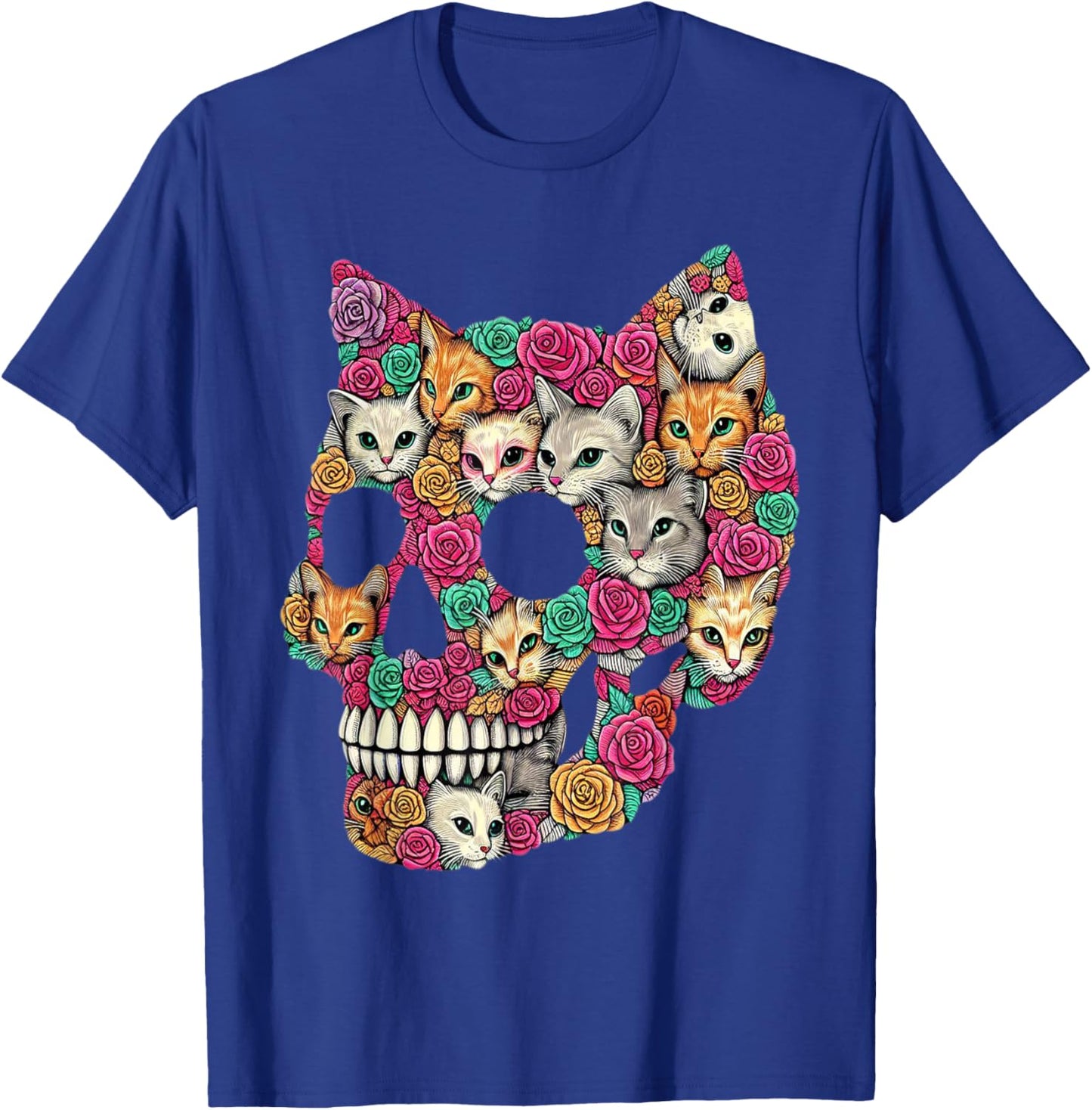 Cat Skull - Kitty Skeleton Halloween Costume Idea T-Shirt - T-Shirt | Royal