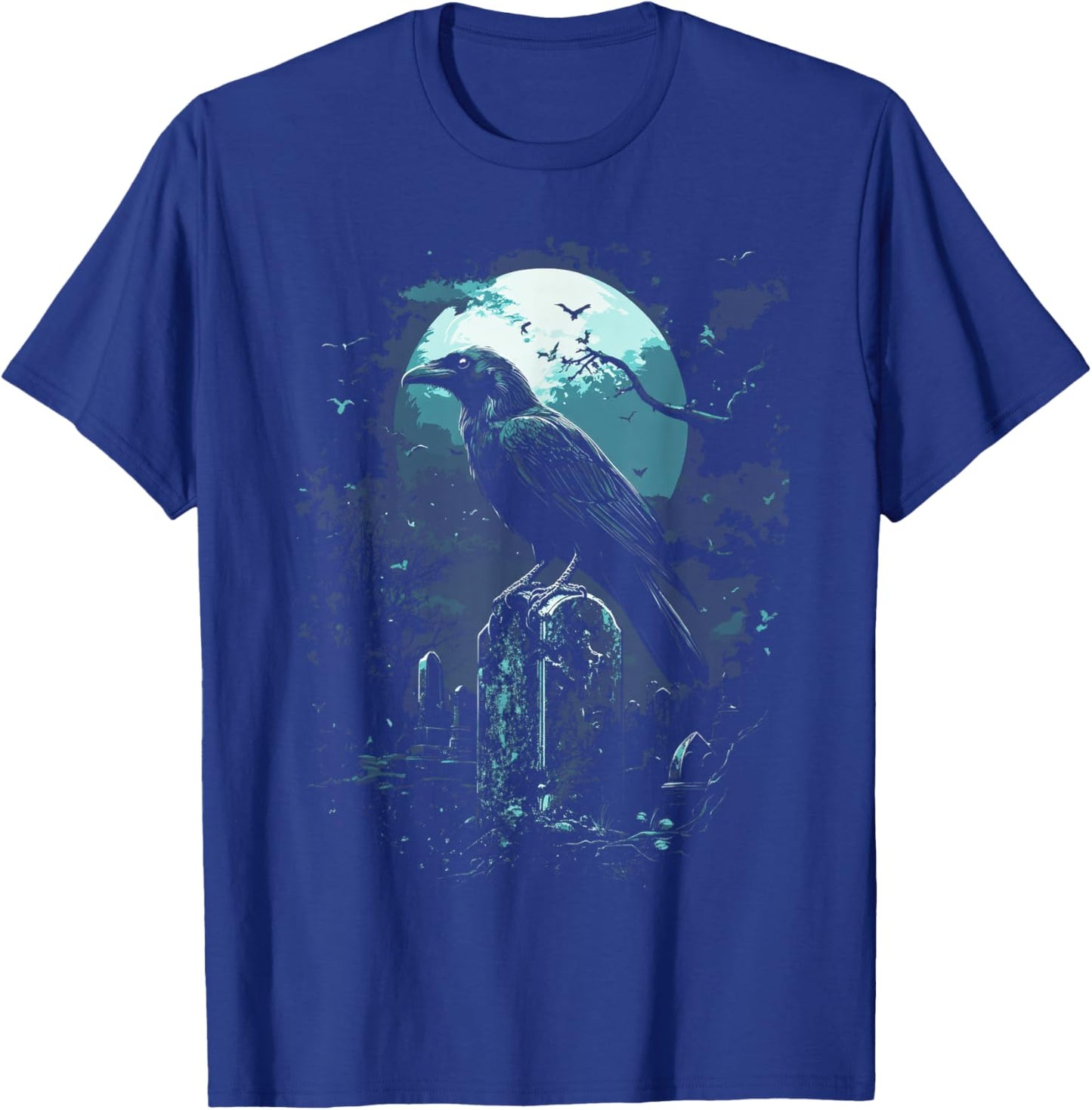 Halloween theme Gothic raven Spooky graveyard Raven Bird Gothic Raven art Cemetery Fantasy T-Shirt - T-Shirt | Royal