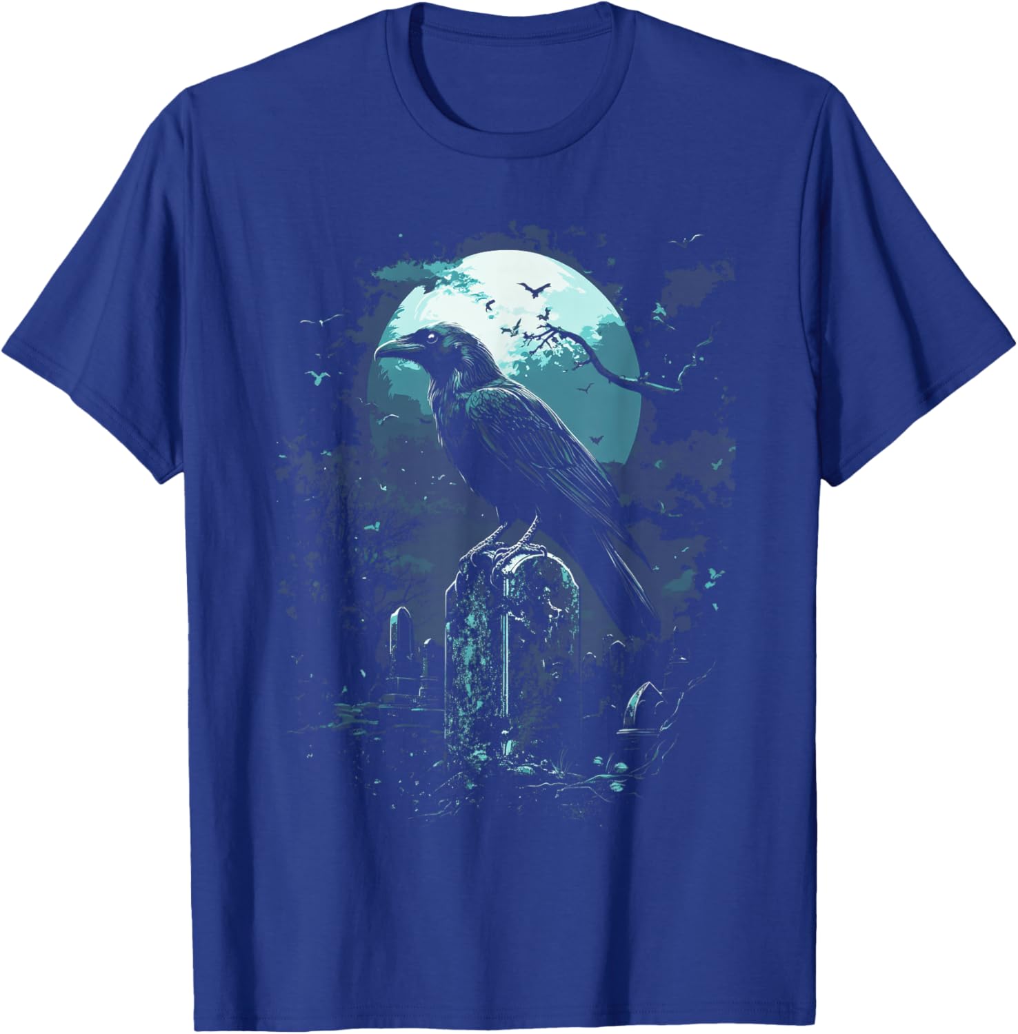 Halloween theme Gothic raven Spooky graveyard Raven Bird Gothic Raven art Cemetery Fantasy T-Shirt - T-Shirt | Royal