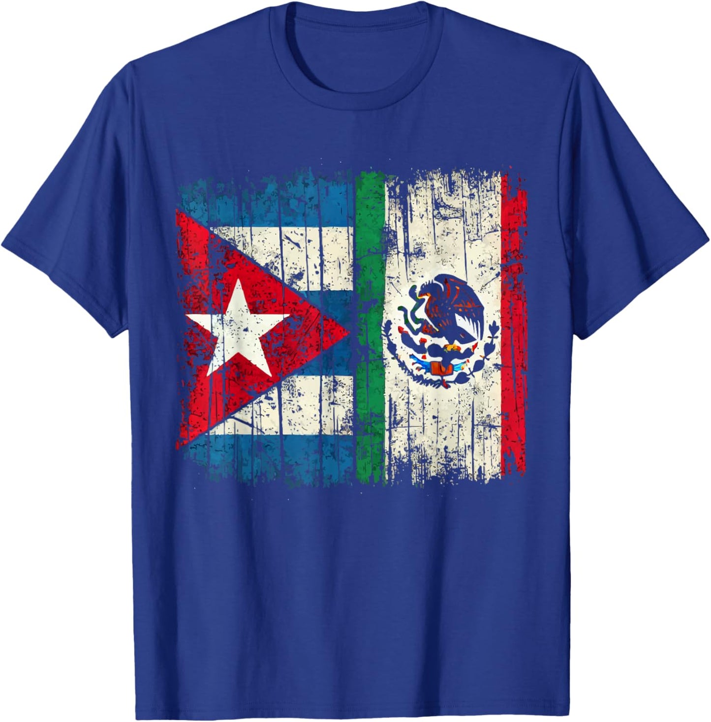 Half Cuban Half Mexican Country Mexico Flag Cuba T-Shirt - T-Shirt | Royal