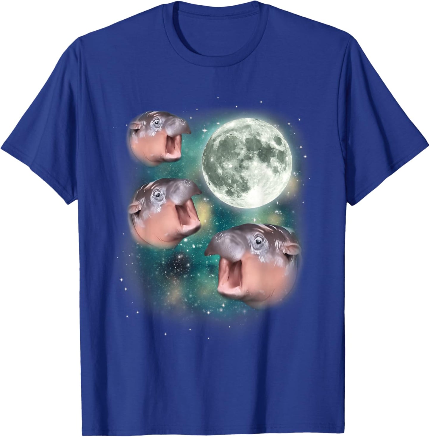 3 Moon-Deng | Baby Hippo Meme Funny Cute Hippopotamus Animal T-Shirt - T-Shirt | Royal