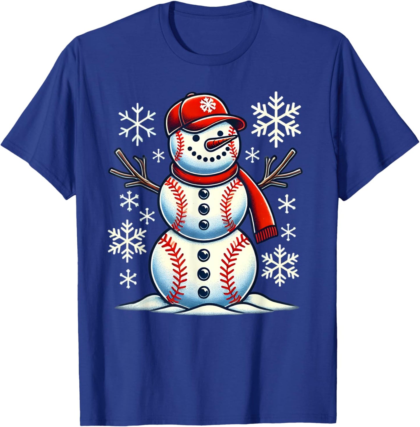 Christmas Baseball Snowman Boys Baseball Christmas Women Men T-Shirt - T-Shirt | Royal
