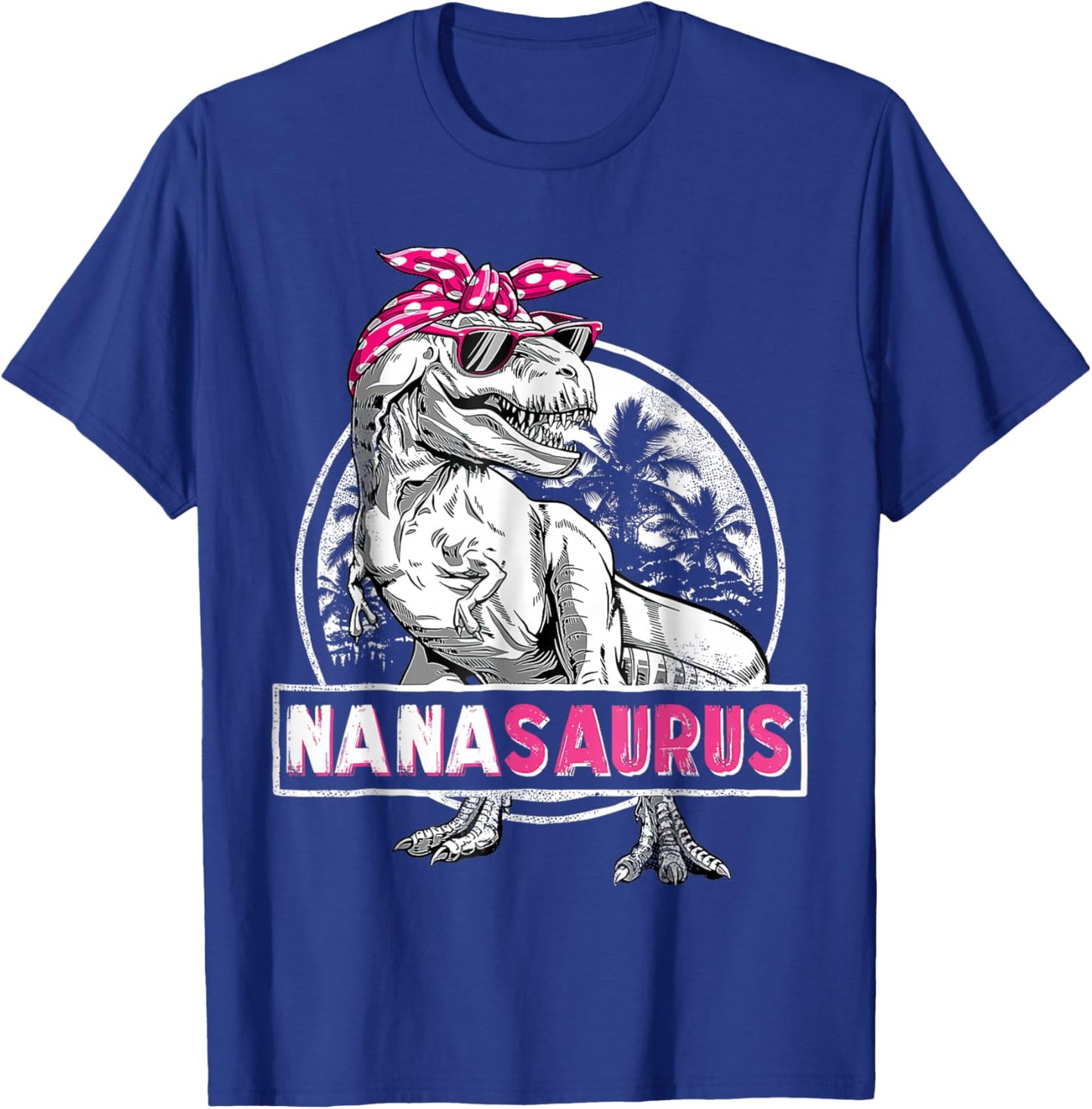 Funny Grandma Saurus Dinosaur Nanasaurus Family Matching T-Shirt - T-Shirt | Royal