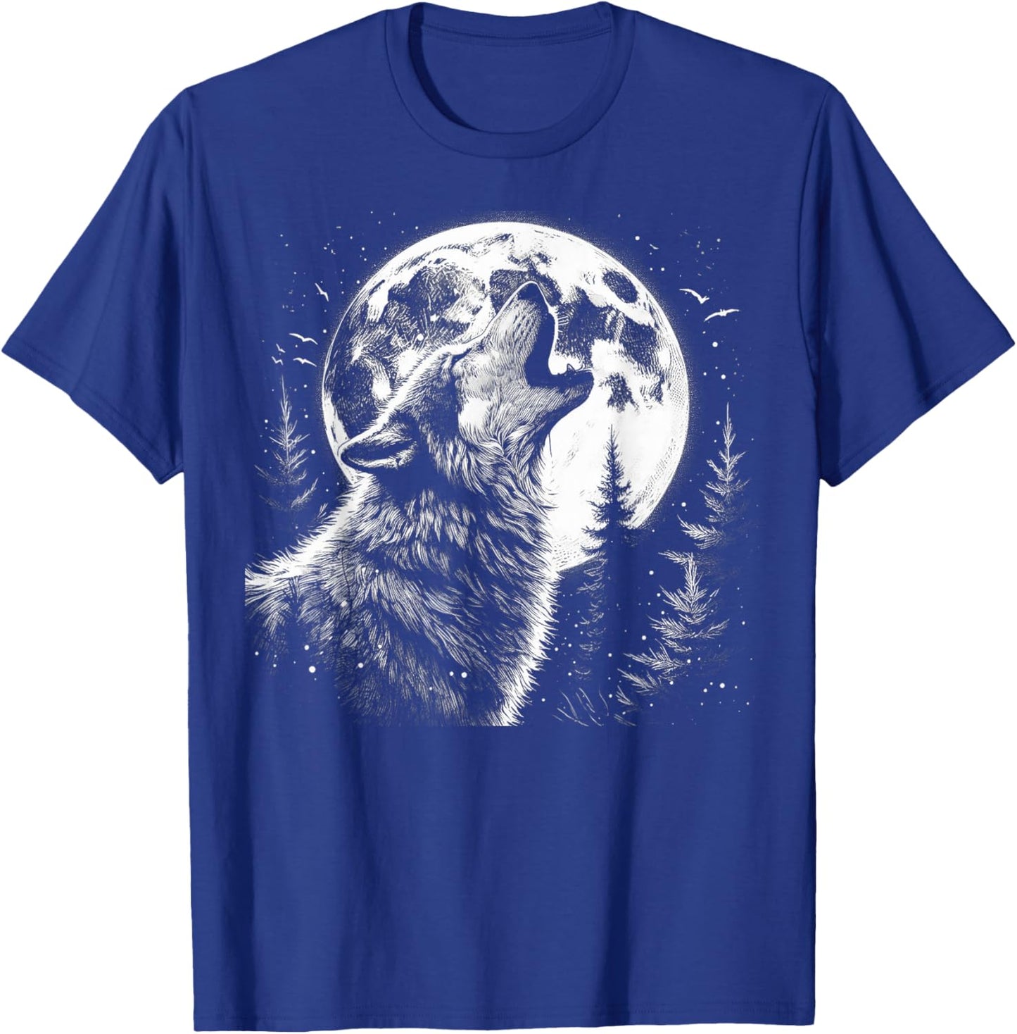 Wolf Howling Moon Forest Nature Wildlife Animal T-Shirt - T-Shirt | Royal