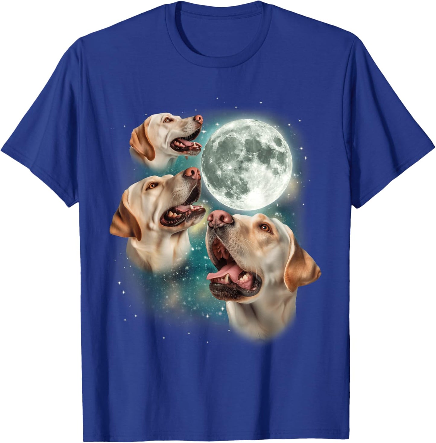 Three Labrador Retriever Moon | 3 Dogs Howling Moon Meme T-Shirt - T-Shirt | Royal