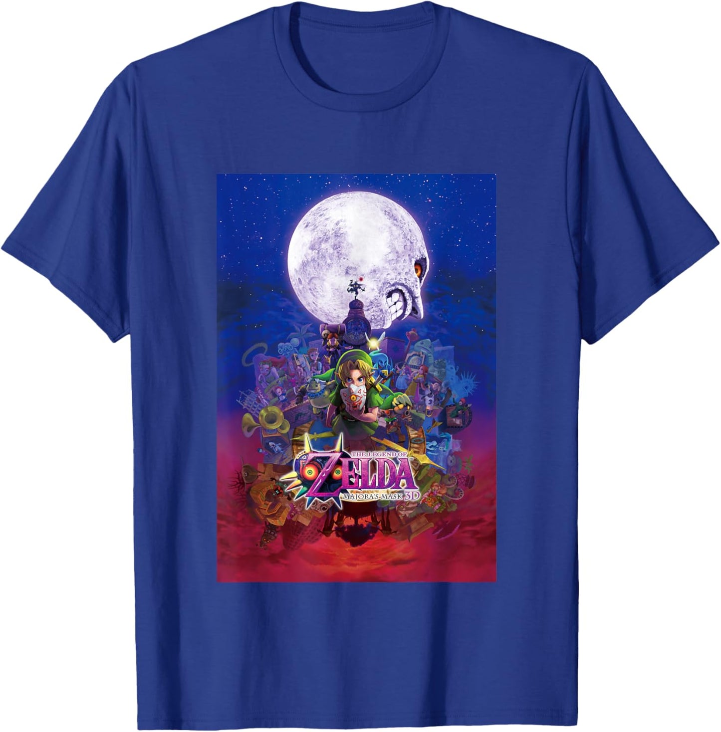 The Legend of Zelda Majora's Mask Gradient Distressed Poster T-Shirt - T-Shirt | Royal