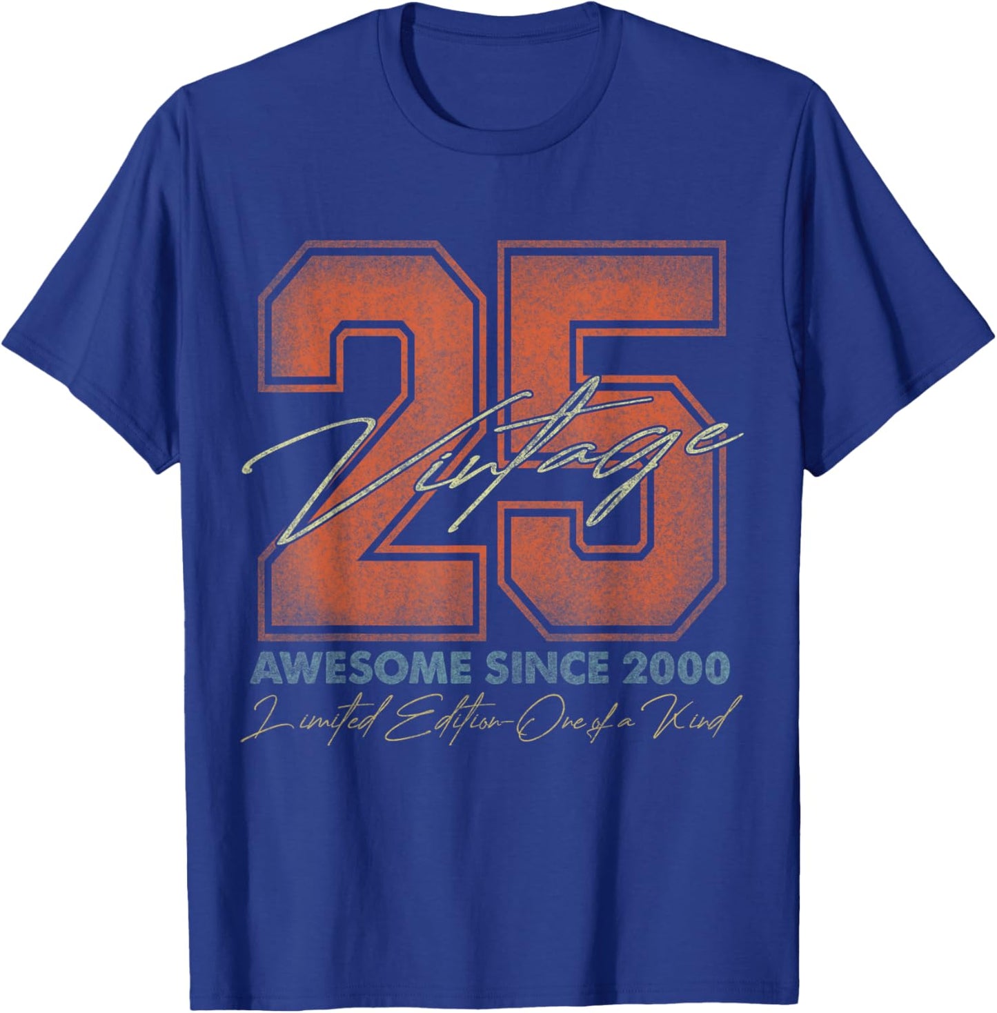 Vintage Number Shirts 2025 25th Birthday - -Adults - Black - Small - Short Sleeve - - Limited Edition T-Shirt - T-Shirt | Royal