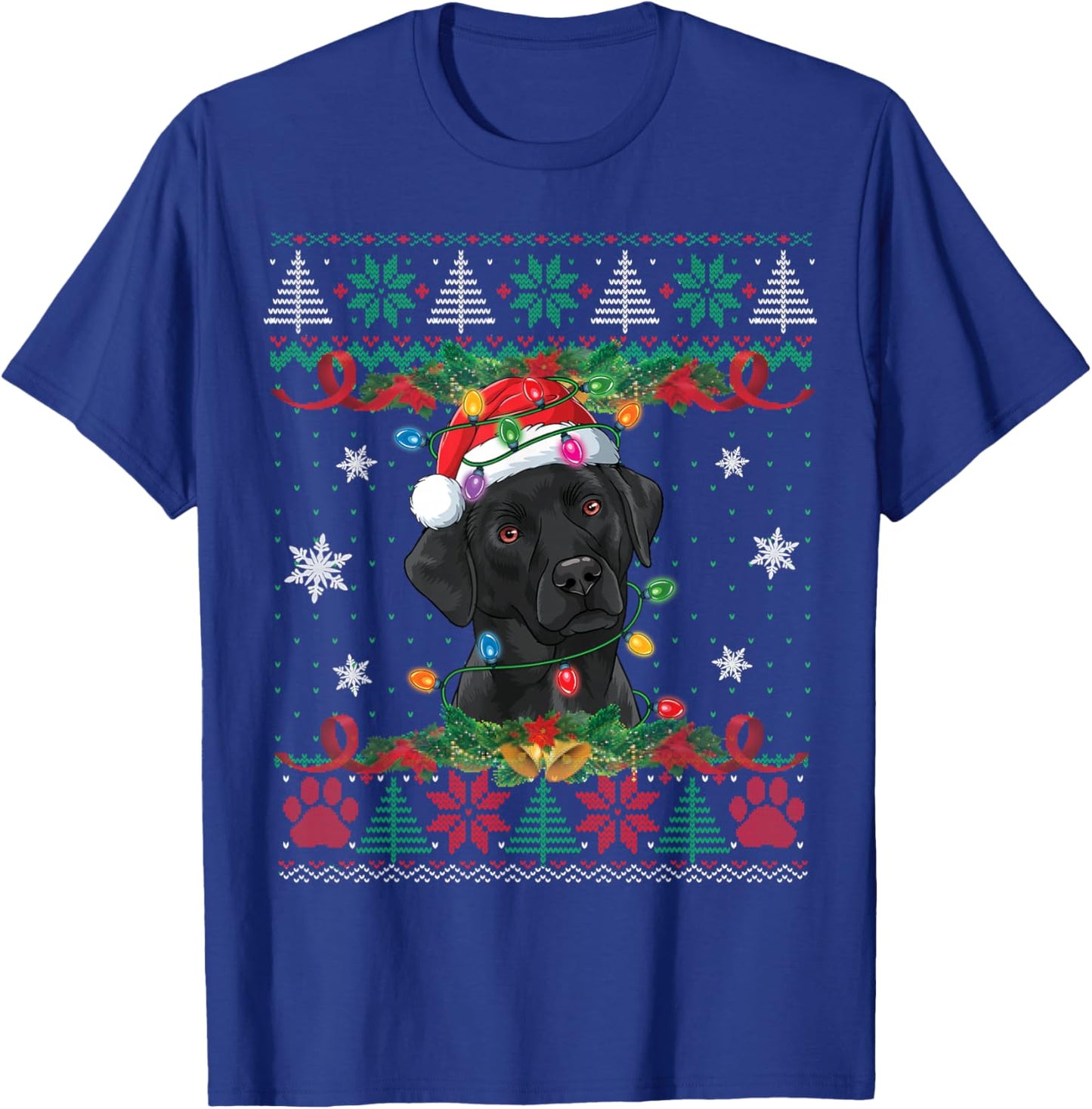 Black Lab Christmas Ugly Sweater Funny Dog Lover Xmas T-Shirt - T-Shirt | Royal