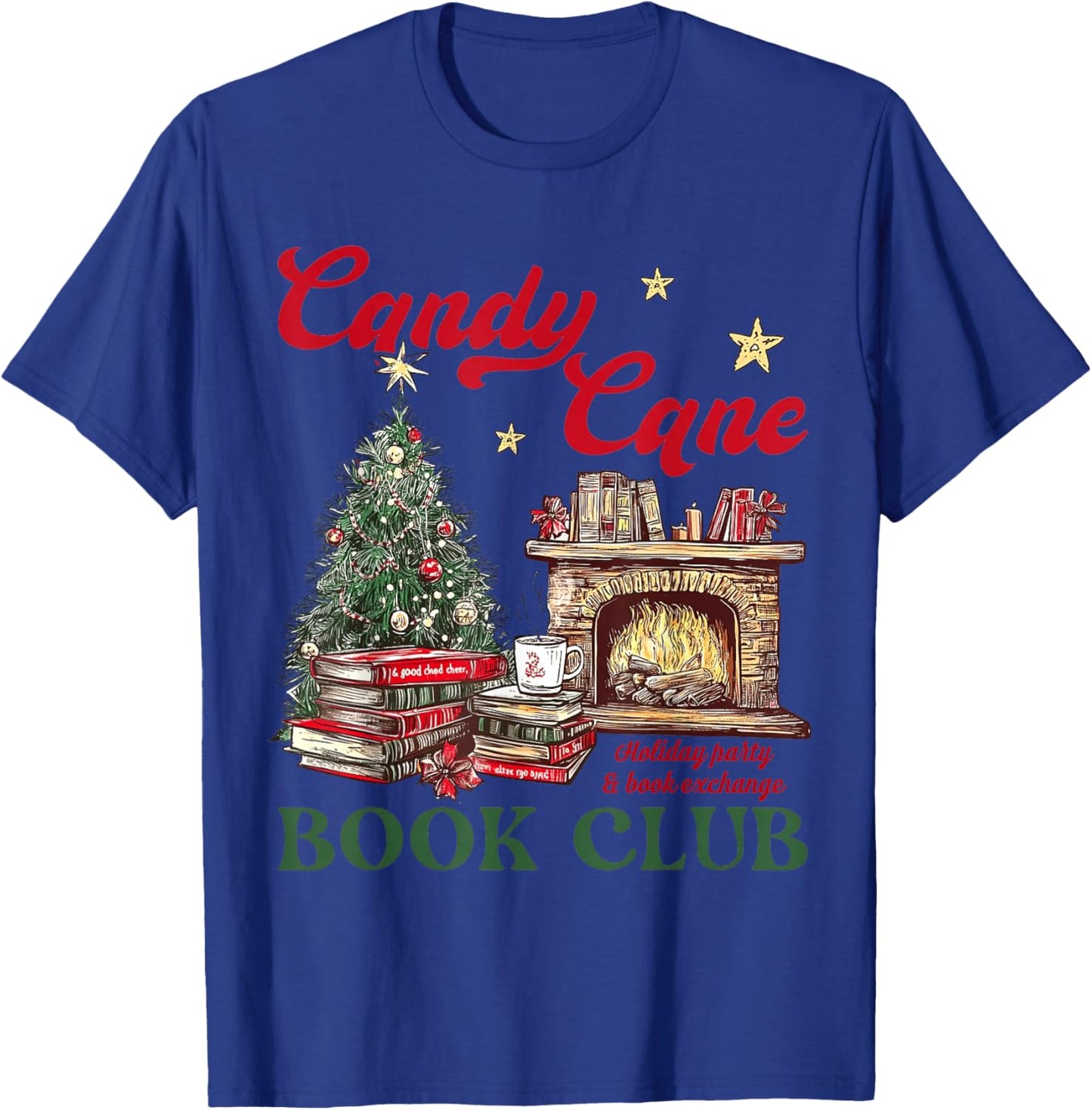 Candy Cane Book Club Holiday Party & Book Exchange T-Shirt - T-Shirt | Royal