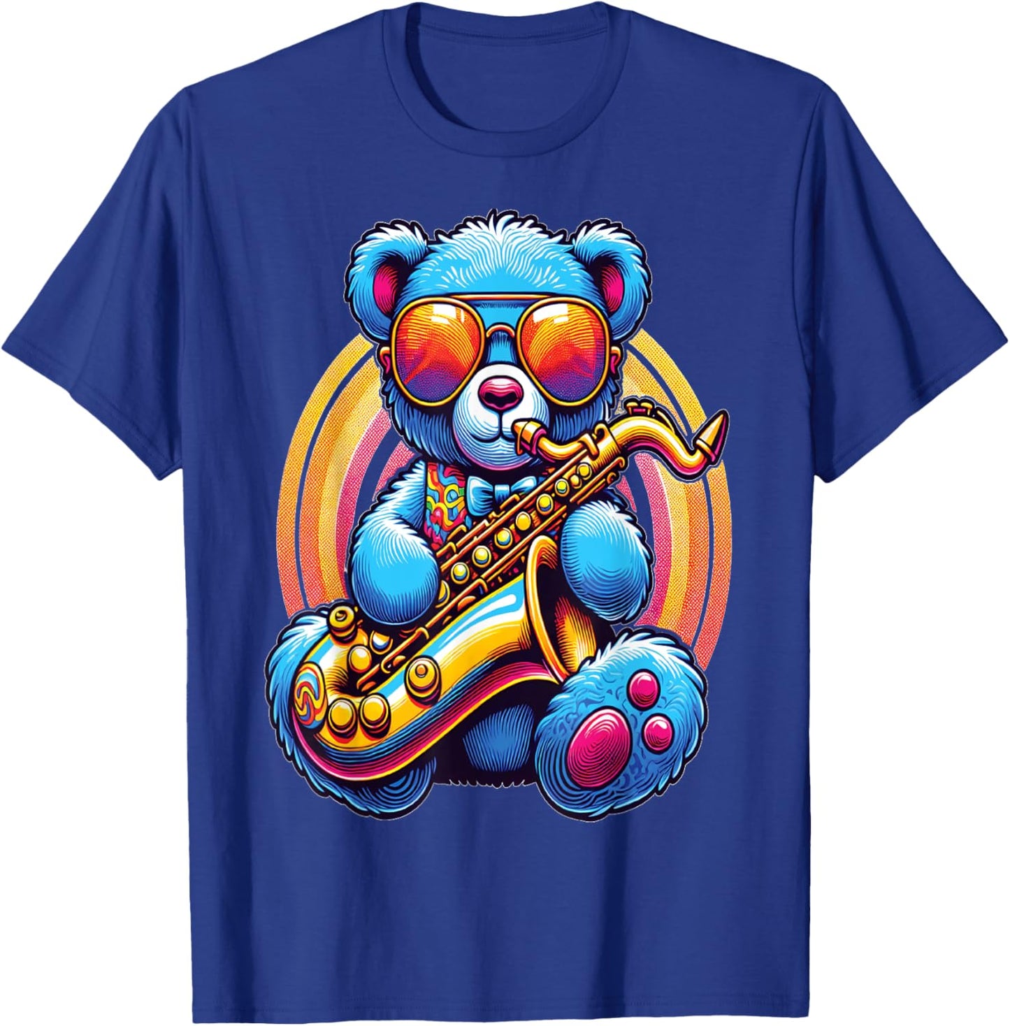 Teddy bear playing Saxophone Cool Saxophonist T-Shirt - T-Shirt | Royal