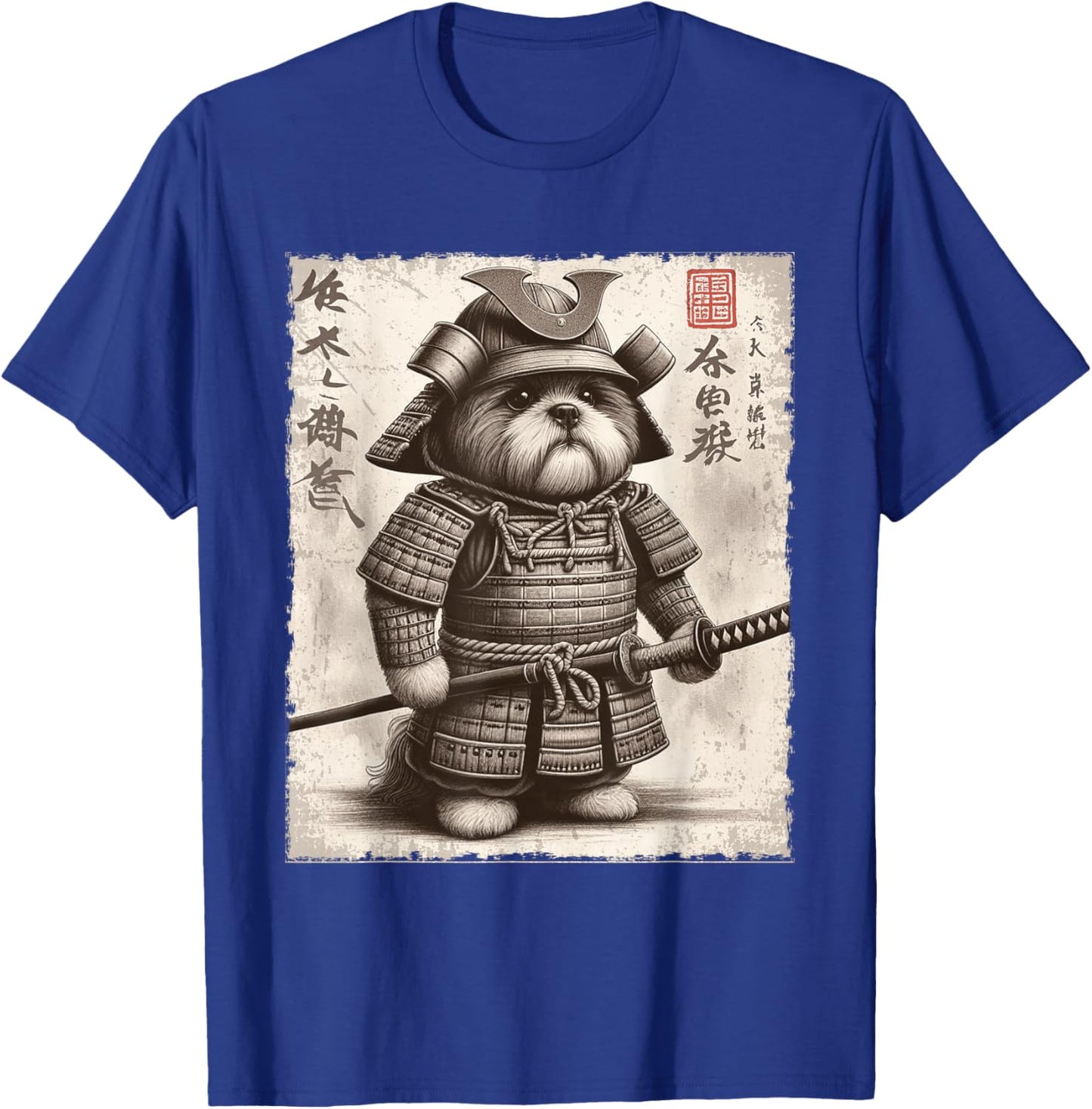 Funny Shih Tzu Dog Samurai T-Shirt - T-Shirt | Royal