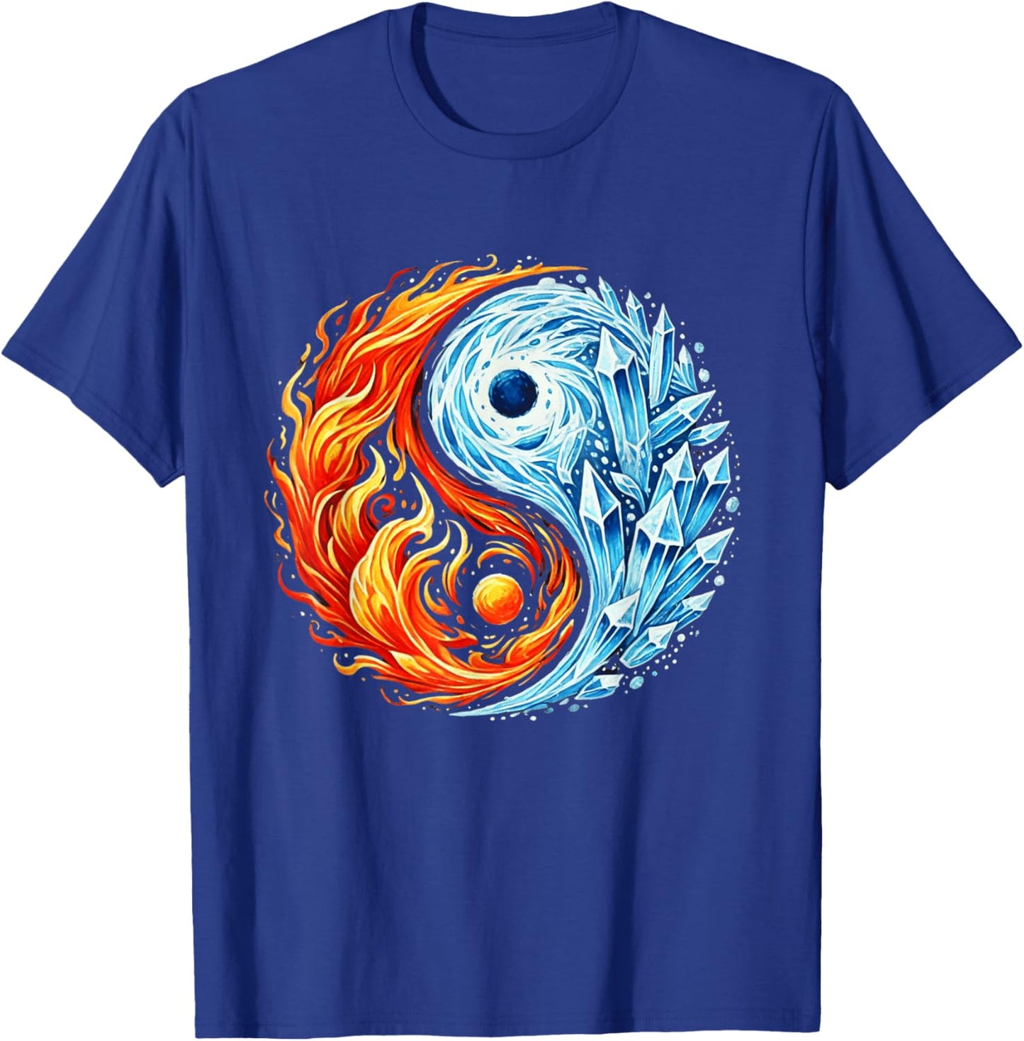 Fire and Ice Yin Yang Elemental Balance Circle Zen Yoga T-Shirt - T-Shirt | Royal