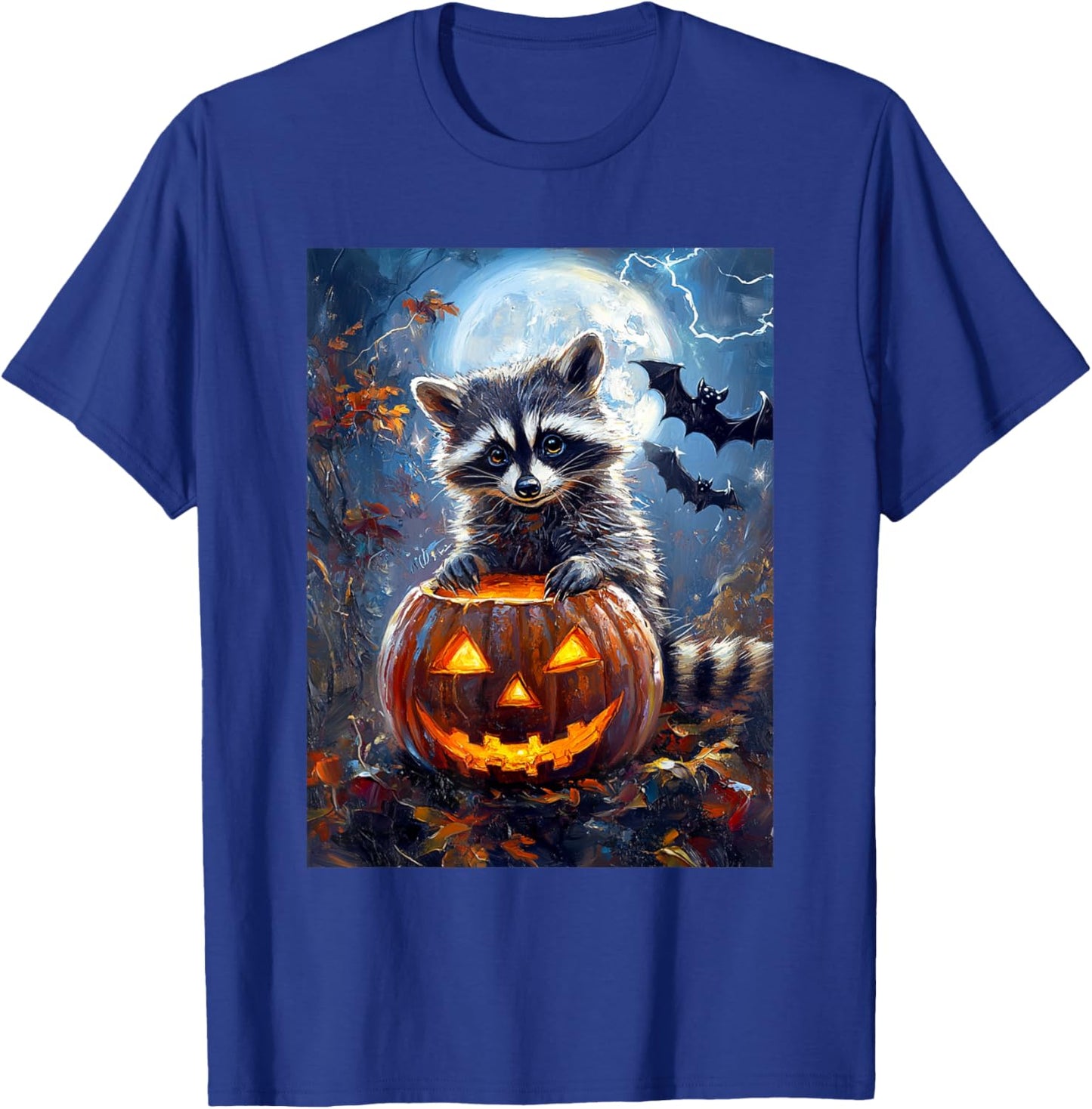 Halloween Girls Boys Spooky Raccoon Pumpkin Kids Halloween T-Shirt - T-Shirt | Royal