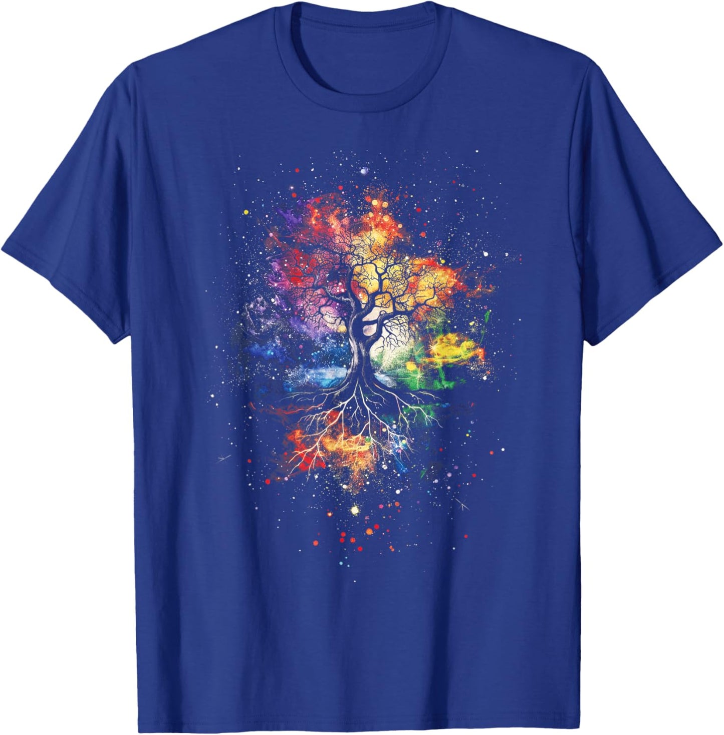 Tree Life Fantasy Mystical Nature Spiritual -Adults , Black, Small, Short Sleeve, Graphic, All Seasons, Pull On, 1 Count, Artistic Design, Lightweight Comfort T-Shirt - T-Shirt | Royal