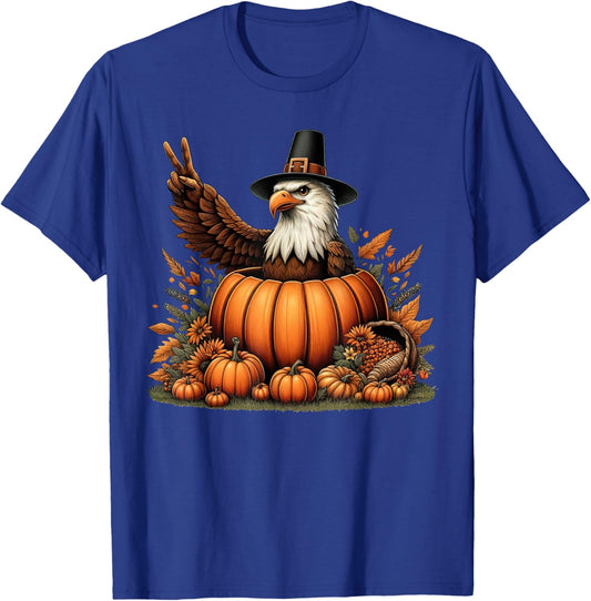 Autumn Pumpkin Fall Eagle Thanksgiving Kids T-Shirt - T-Shirt | Royal