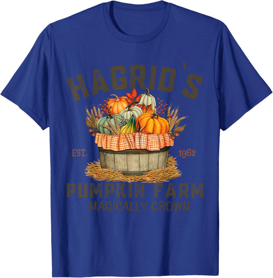 Retro Hagrid's Pumpkin Farm Patch Autumn Pumpkin Garden T-Shirt - T-Shirt | Royal