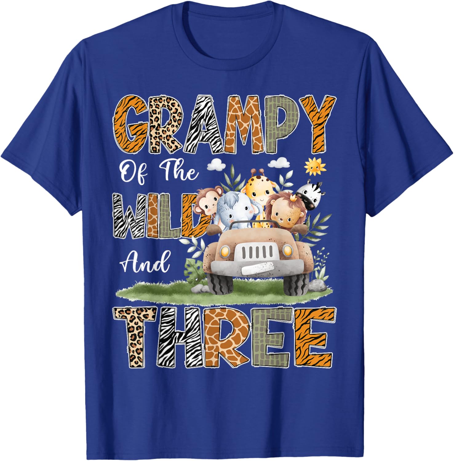 Grampy Of The Wild Three 3Rd Birthday Safari Jungle Animal T-Shirt - T-Shirt | Royal