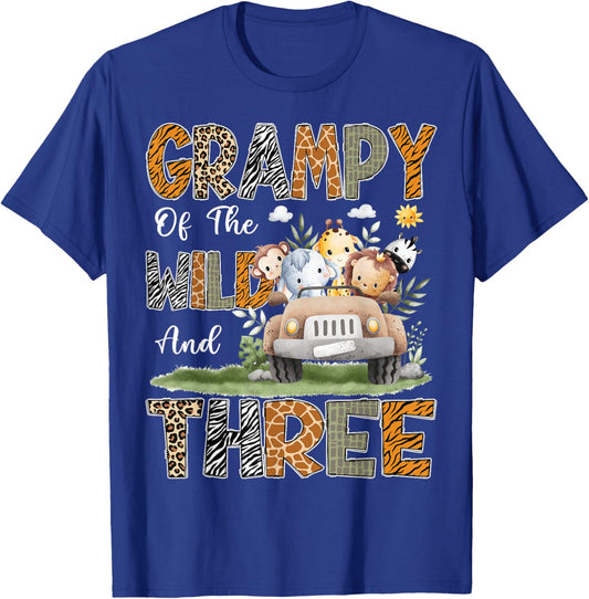 Grampy Of The Wild Three 3Rd Birthday Safari Jungle Animal T-Shirt - T-Shirt | Royal