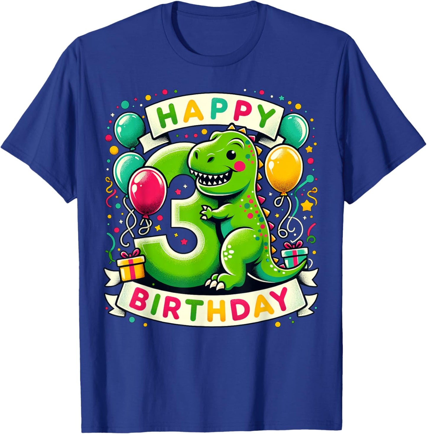 T-Rex 3rd birthday boy girl 3 years old third three T-Rex T-Shirt - T-Shirt | Royal