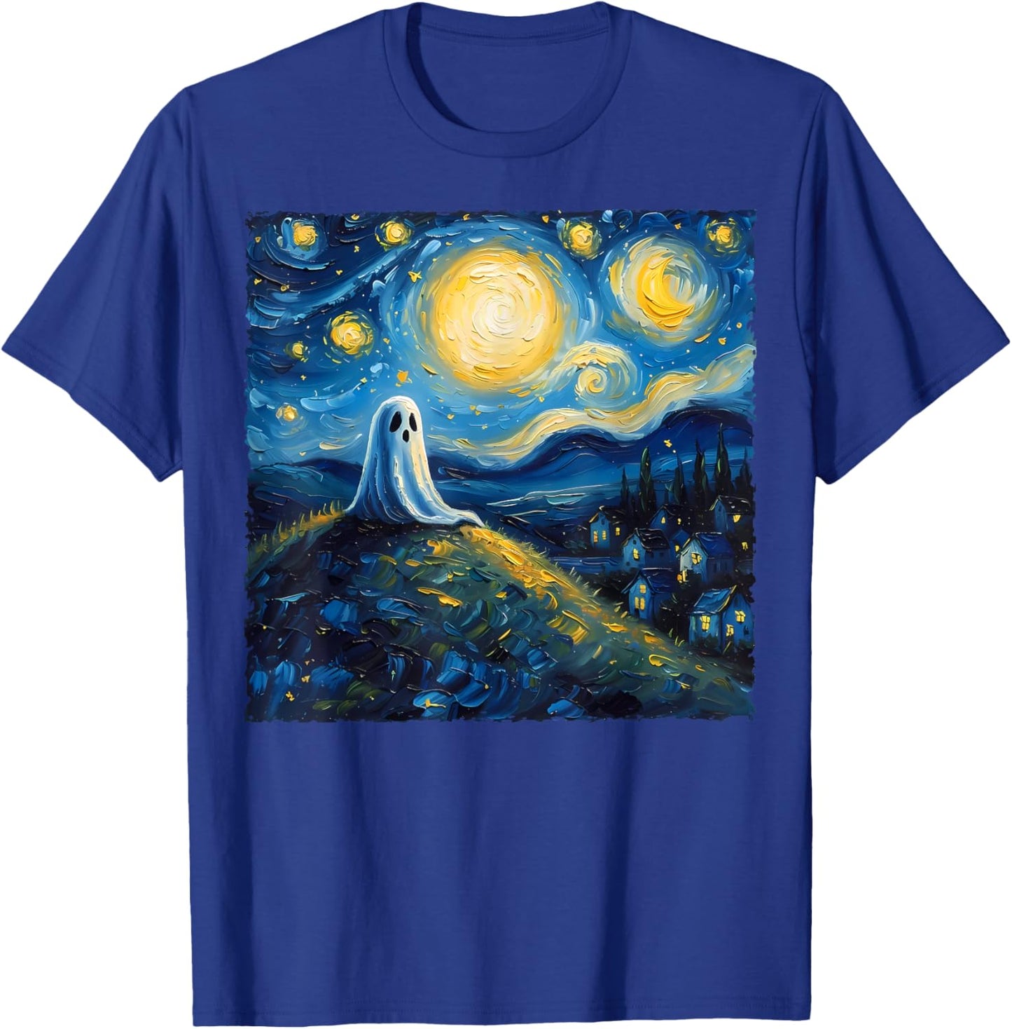Van Gogh Style Funny Ghost Lover The Starry Night Painting T-Shirt - T-Shirt | Royal