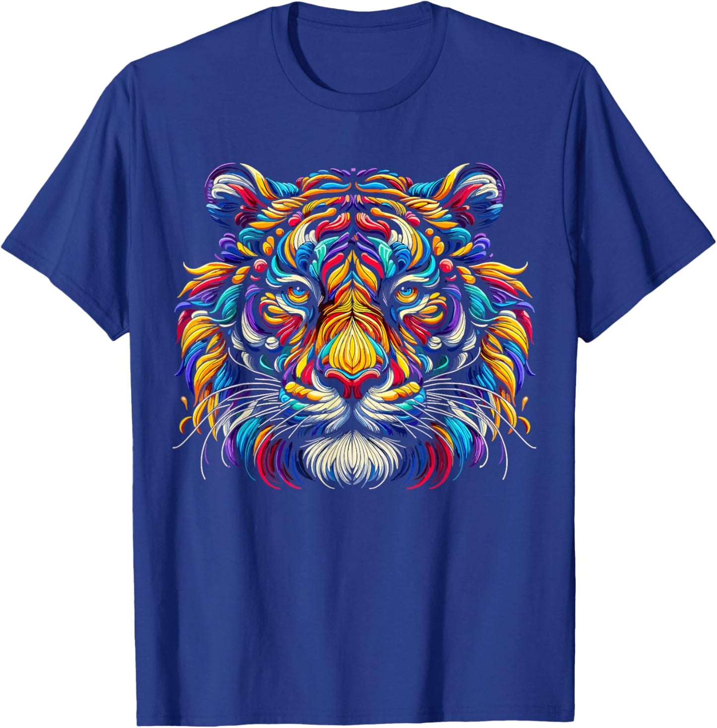 Tiger Face Wild Animal Colorful Tiger T-Shirt - T-Shirt | Royal
