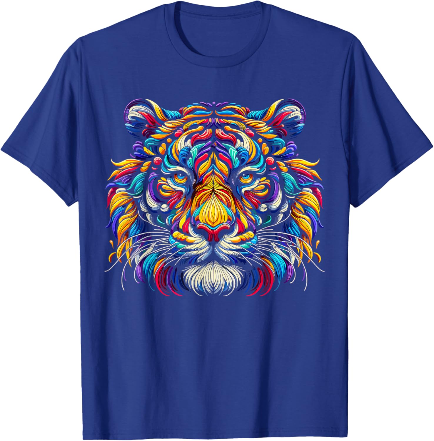 Tiger Face Wild Animal Colorful Tiger T-Shirt - T-Shirt | Royal