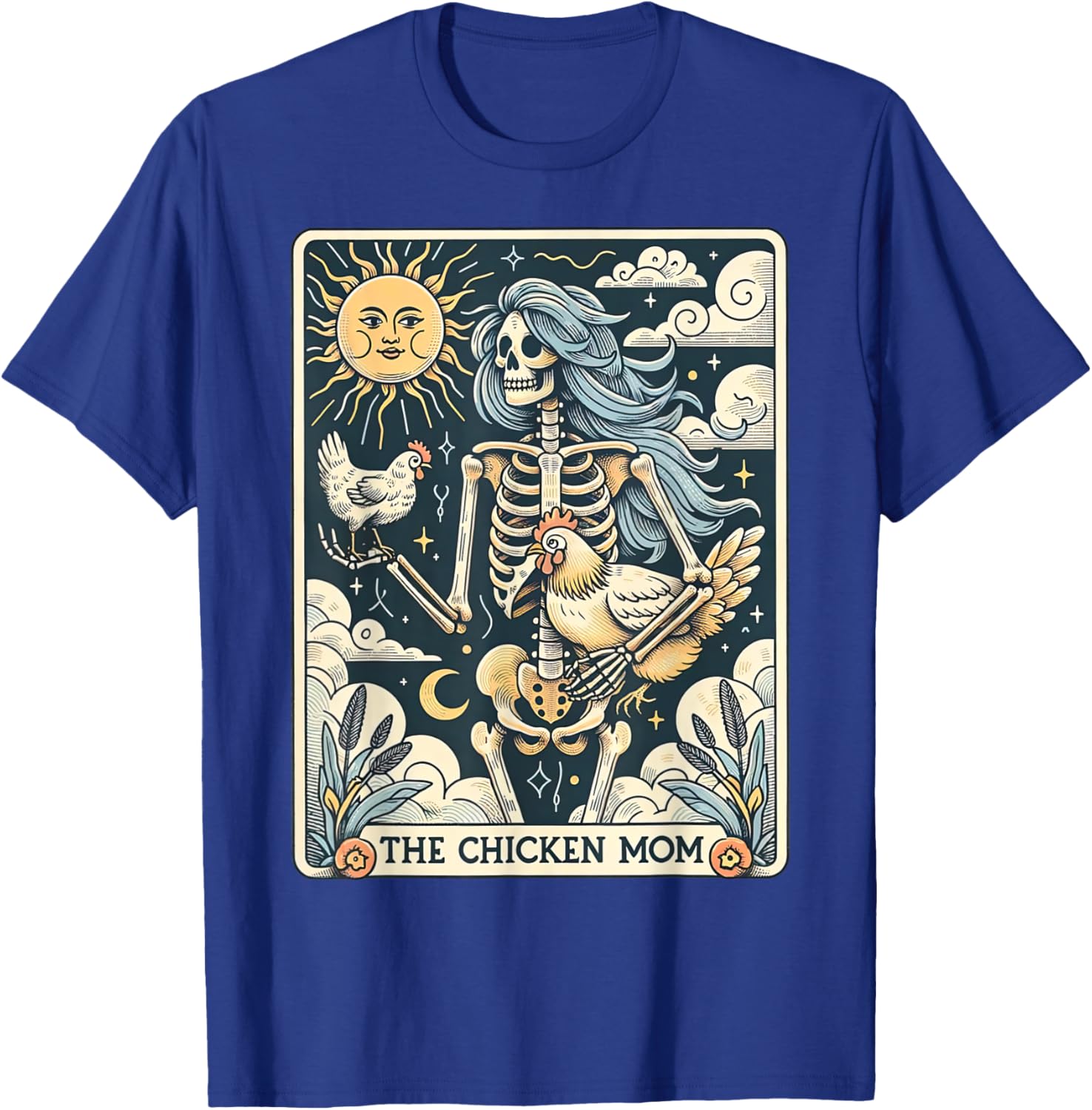 Skeleton Tarot Card Chicken Mom Farm Animal Farmer Women T-Shirt - T-Shirt | Royal