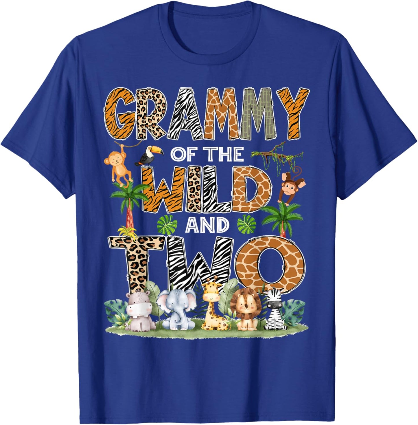 Grammy Of The Wild And Two Zoo Safari Jungle Birthday T-Shirt - T-Shirt | Royal