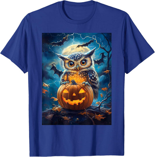 Halloween Girls Owl Boys Spooky Scary Pumpkin Kids Halloween T-Shirt - T-Shirt | Royal