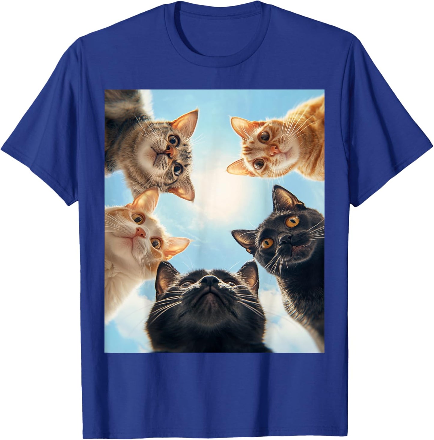 Cat Lover Black White Orange Funny Cat Face T-Shirt - T-Shirt | Royal