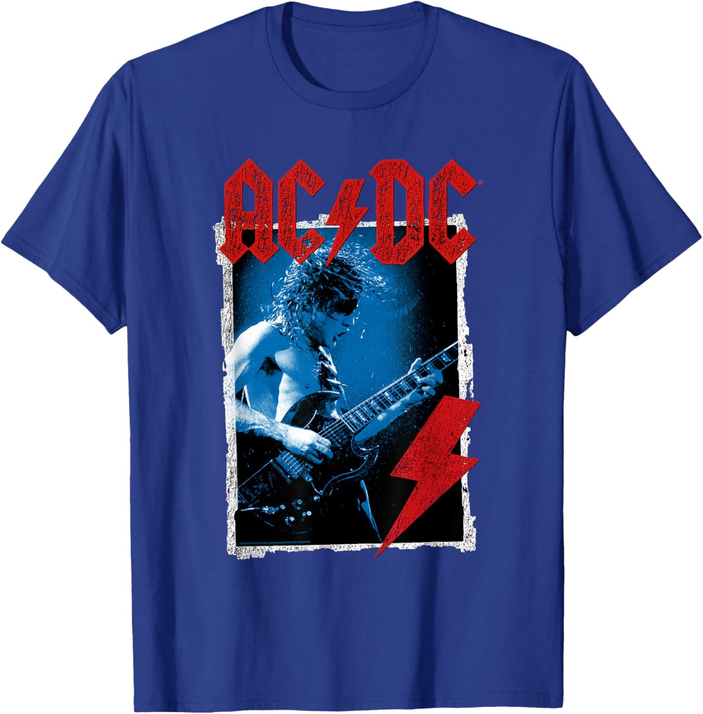 AC/DC Angus Young Blue Photo by Michael Putland T-Shirt - T-Shirt | Royal