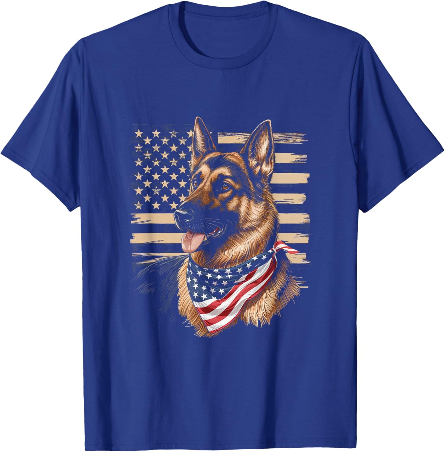 German Shepherd Dog American Flag Patriot Dog Lovers T-Shirt - T-Shirt | Royal