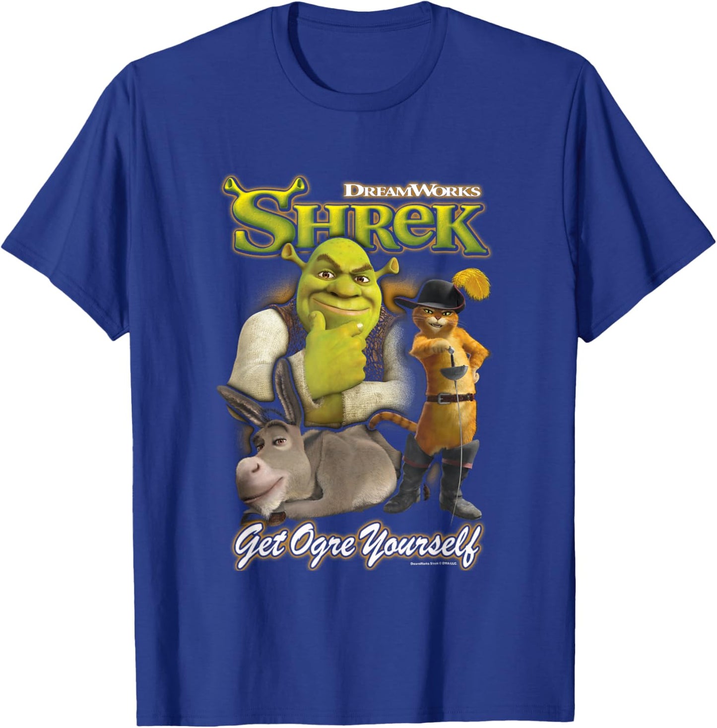 Shrek Get Ogre Yourself Donkey Shrek Puss in Boots 90's Logo T-Shirt - T-Shirt | Royal