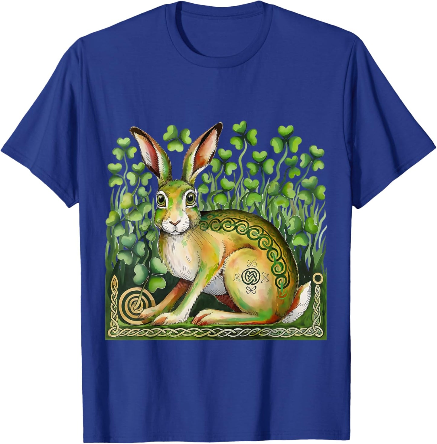 St Patrick's Day Irish Hare traditional Rabbit Celtic Knot T-Shirt - T-Shirt | Royal