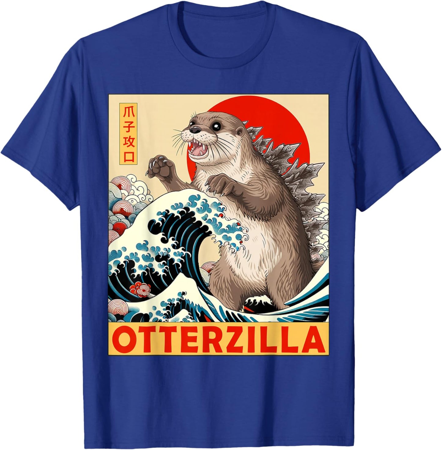 Otterzilla Apparel Gifts Graphic Japanese Art Funny Otter Lover Adults Kids Black Short Sleeve T-Shirt - T-Shirt | Royal