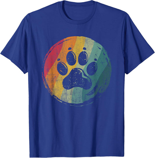 Retro Dog Paw Design Women Kids T-Shirt - T-Shirt | Royal