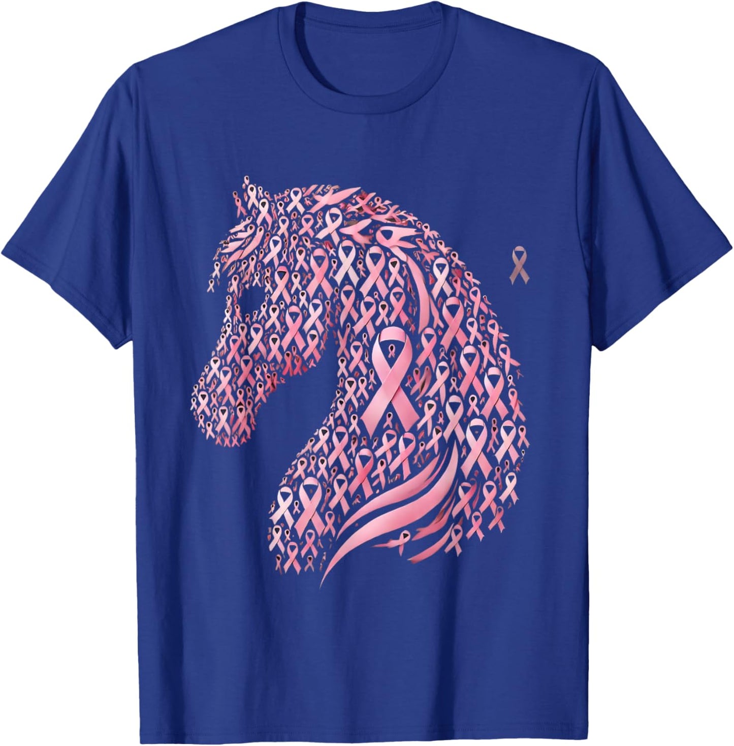 Horse Head Breast Cancer Awareness Pink Ribbon October T-Shirt - T-Shirt | Royal