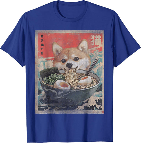 Shiba Inu Ramen Japanese Funny Kawaii Shiba Dog Anime Gifts T-Shirt - T-Shirt | Royal