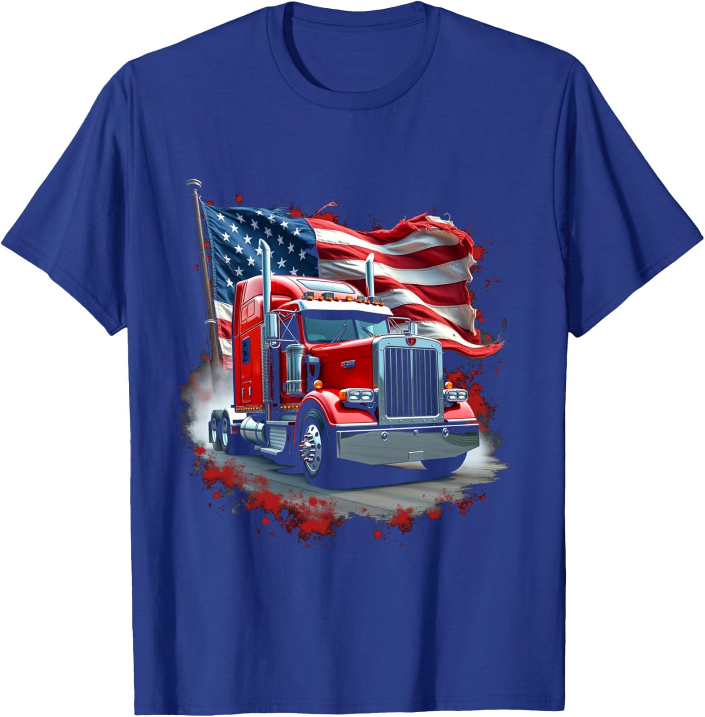 Patriotic Semi Truck T-Shirt - T-Shirt | Royal